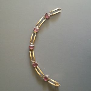 Vintage 1/20 gold filled bracelet with 5 pink gemstones